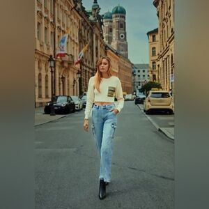 High rise wide skater fit Cargo jeans